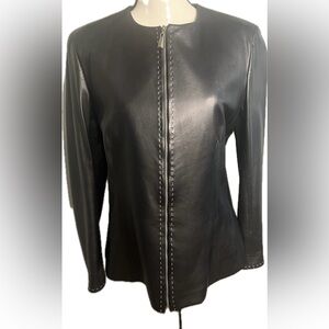 Neiman Marcus Exclusives Black Leather Jacket Size 10